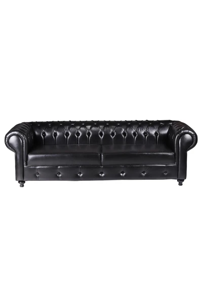Koltukstilim   Chester Siyah Deri Kanepe Takımı - 2