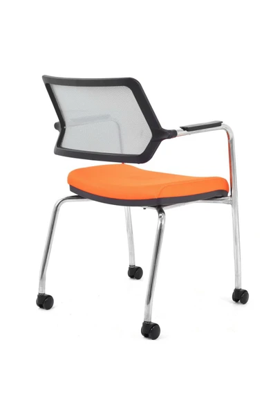 Koltukstilim   Rauna Turuncu Fileli Tekerlekli Çalışma Koltuğu Ofis Koltuğu - Resim 4