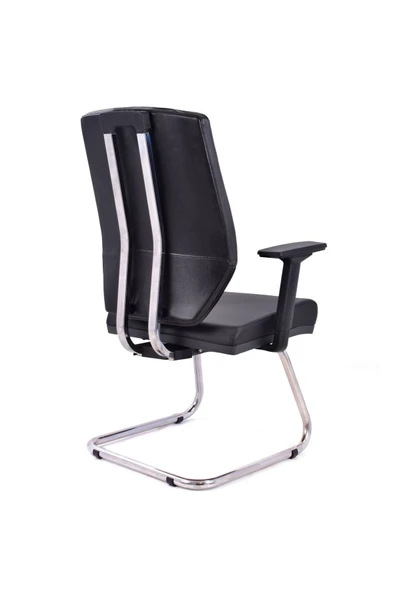 Koltukstilim   Prag Siyah Deri Misafir Koltuğu Ofis Koltuğu - Resim 4