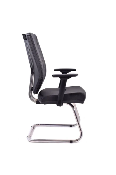 Koltukstilim   Prag Siyah Deri Misafir Koltuğu Ofis Koltuğu - Resim 3