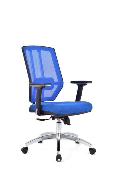 Koltukstilim   Sera Mavi Krom Fileli Çalışma Koltuğu Ofis Koltuğu - 2