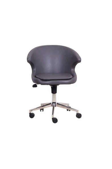 Koltukstilim    Koket Gri Deri Çalışma Koltuğu - Resim 2