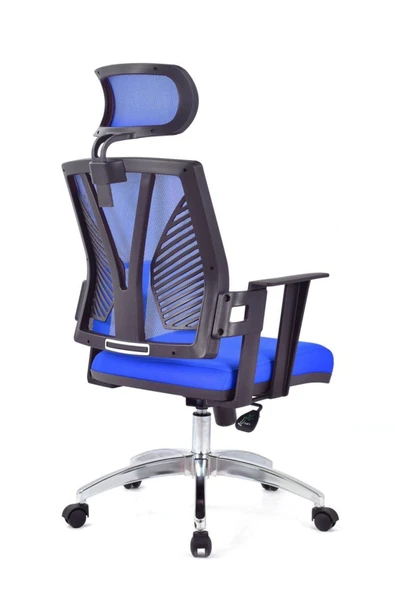 Koltukstilim   Savona Mavi Fileli Krom Makam Koltuğu Ofis Koltuğu - 4