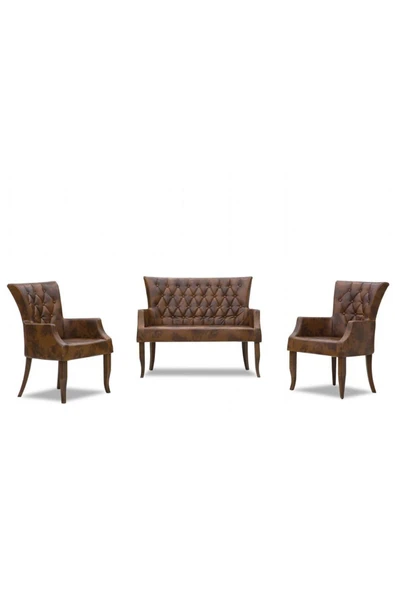 Koltukstilim    Amadeus Kahverengi Deri Ofis Koltuk Takımı