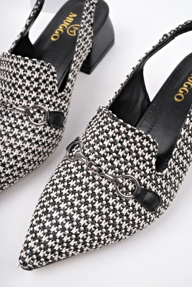 Muggo HERJEE Sivri Burun Arkası Açık Hasır Kadın Günlük Kısa Topuklu Ayakkabı - 10