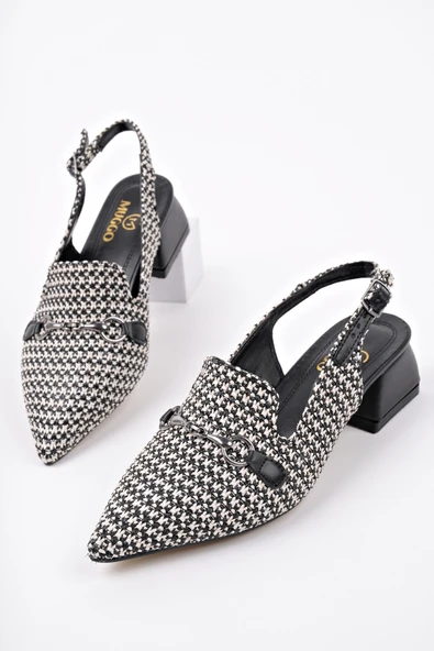 Muggo HERJEE Sivri Burun Arkası Açık Hasır Kadın Günlük Kısa Topuklu Ayakkabı - 9