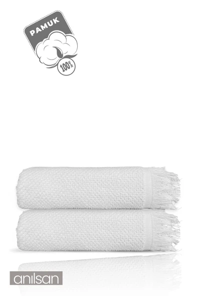 2'li Beyaz Jelena Banyo Havlusu- 70x140 Cm, 490 Gr, %100pamuk, Spa Ve Otel Havlusu, Günlük Kullanıma Uy - 2