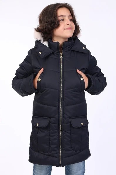 Toontoy Erkek Çocuk Kapüşonlu İçi Kürklü Mont - 4