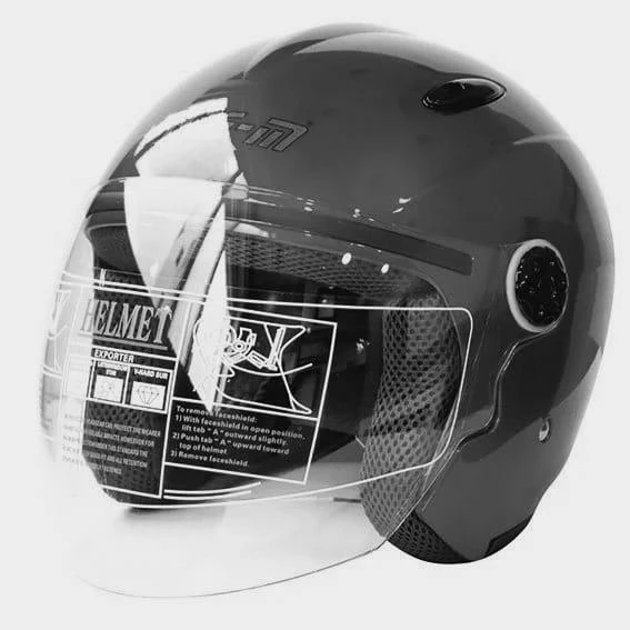 Frem 601 Açık Korumalı Vizörlü Yarım Motosiklet Kaskı L Beden Gri