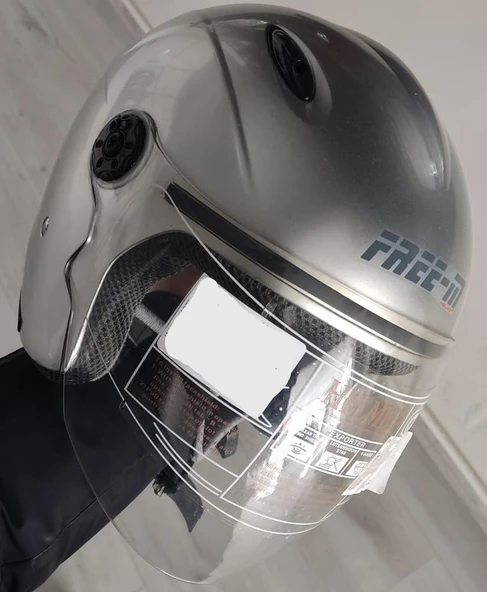 Frem 601 Açık Korumalı Vizörlü Yarım Motosiklet Kaskı L Beden Gri - 2