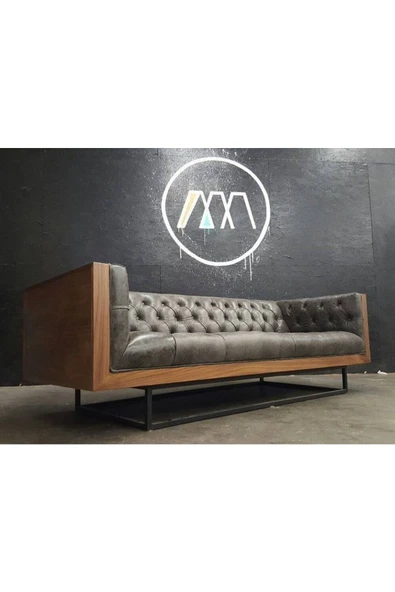 Koltukstilim   Camila Deri Üçlü Chester Gri Kanepe - 2