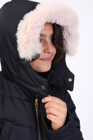 Toontoy Erkek Çocuk Kapüşonlu İçi Kürklü Mont - 5