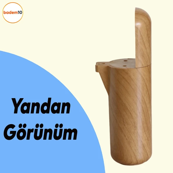 Kapsül 4 Adet Ayak 12 cm Mobilya Yükseltici Kanepe TV Ünitesi Koltuk Ayağı Baza Ayakları Açık Kübik Ceviz - 7