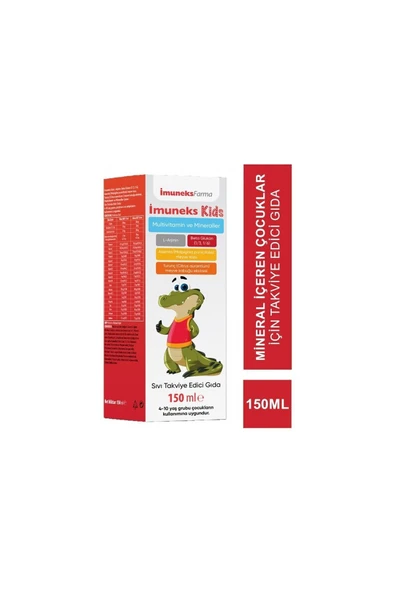 Imuneks Kids Multivitamin Ve Mineraller Takviye Edici Gıda 150 Ml