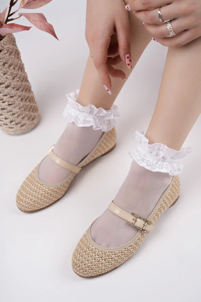 Muggo KAİF Tek Bantlı Kadın Günlük Hasır Babet - 5