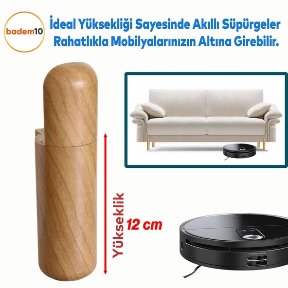 Kapsül 4 Adet Ayak 12 cm Mobilya Yükseltici Kanepe TV Ünitesi Koltuk Ayağı Baza Ayakları Açık Kübik Ceviz - 3