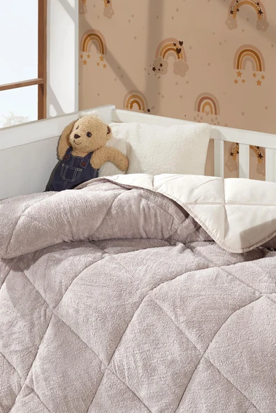 Lüx Wellsoft Yorgan Çift Taraflı Bebek Yorganı 95X145 Krem - 3