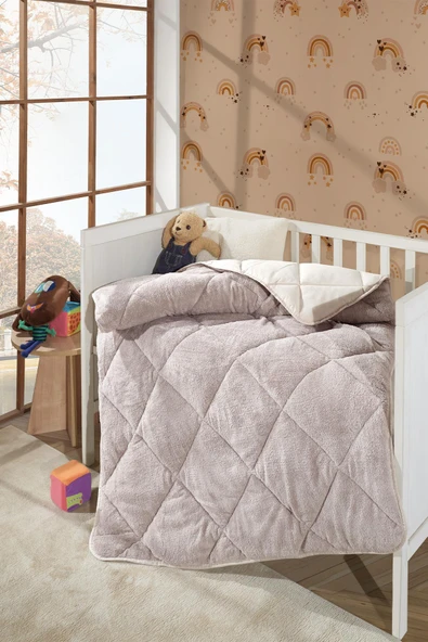Lüx Wellsoft Yorgan Çift Taraflı Bebek Yorganı 95X145 Krem