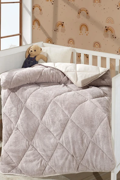 Lüx Wellsoft Yorgan Çift Taraflı Bebek Yorganı 95X145 Krem - 2