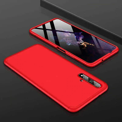 Honor 20 Kılıf 3 Parçalı Tam Koruma Şık Astrea Premium Sert Kapak Kırmızı
