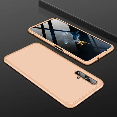 Honor 20 Kılıf 3 Parçalı Tam Koruma Şık Astrea Premium Sert Kapak Gold