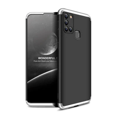 Galaxy A21S Kılıf 3 Parçalı Tam Koruma Şık Astrea Premium Sert Kapak Siyah Gri