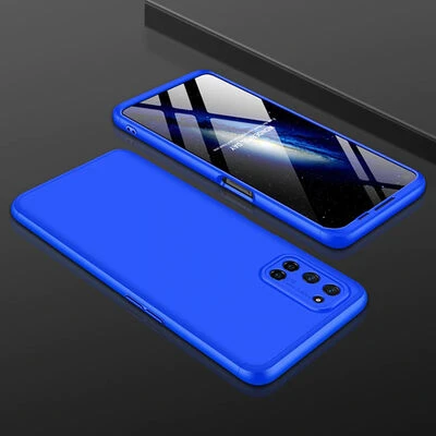 Oppo A52 Kılıf 3 Parçalı Tam Koruma Şık Astrea Premium Sert Kapak Mavi
