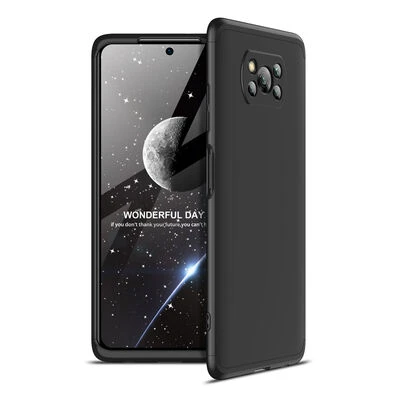 Poco X3 Pro Kılıf 3 Parçalı Tam Koruma Şık Astrea Premium Sert Kapak Siyah