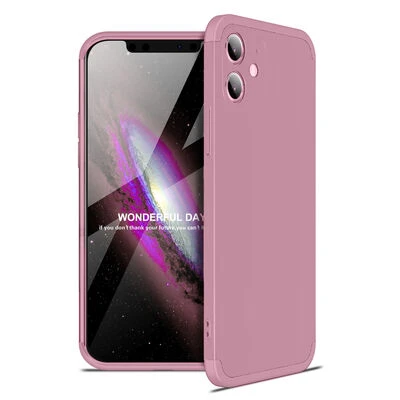 iPhone 12 Mini Kılıf 3 Parçalı Tam Koruma Şık Astrea Premium Sert Kapak Rose