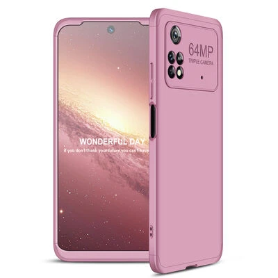 Poco M4 Pro 4G Kılıf 3 Parçalı Tam Koruma Şık Astrea Premium Sert Kapak Rose