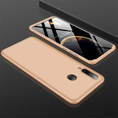 Huawei P30 Lite Kılıf 3 Parçalı Tam Koruma Şık Astrea Premium Sert Kapak Gold