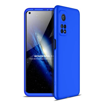 Xiaomi Mi 10T 5G Kılıf 3 Parçalı Tam Koruma Şık Astrea Premium Sert Kapak Mavi