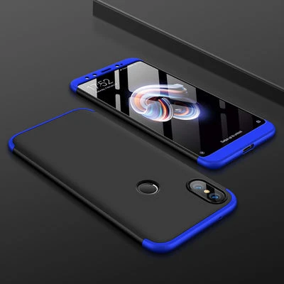 Xiaomi Mi 6X Kılıf 3 Parçalı Tam Koruma Şık Astrea Premium Sert Kapak Siyah Mavi