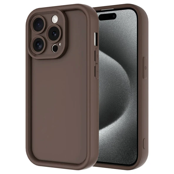 iPhone 15 Pro Max Kamera Korumalı ve Ergonomik Şık Ananas Silikon Kılıf Kahve