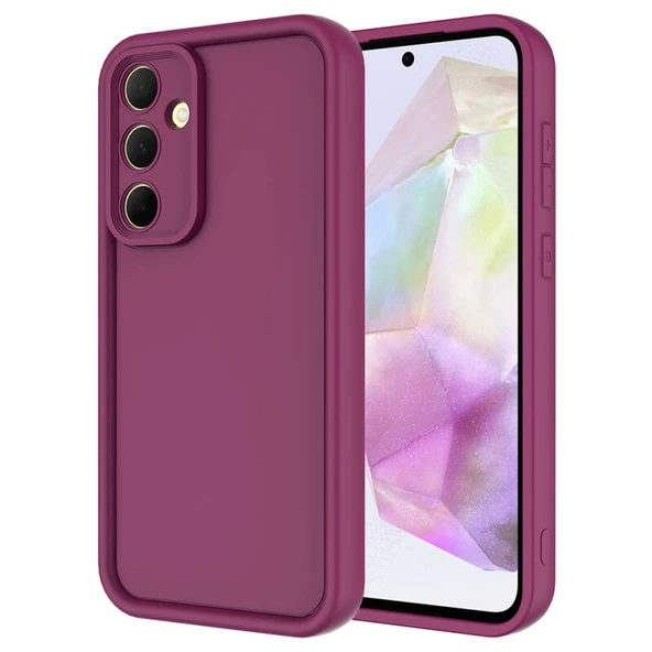 Galaxy A35 Kamera Korumalı ve Ergonomik Şık Ananas Silikon Kılıf Mürdüm