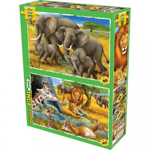 Laço Kids Neşeli Hayvanlar 2ın1 Puzzle 35-60 Parça LC7334