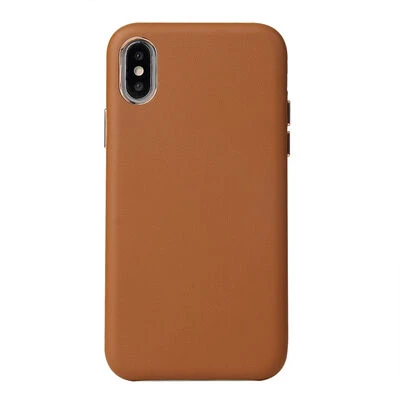 iPhone XS Kılıf PU Deri ve Kadife Kaplamalı Eyzi Premium Kapak Kahve