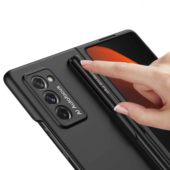 Samsung Galaxy Z Fold 2 Kılıf Kalemliklık Şık Espen Premium Kapak Siyah - 3