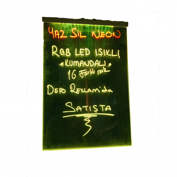 60x80 Cm RGB Yaz Sil LED Neon Tabela 3 Adet Kalemle Depo Tabela Reklam - 4