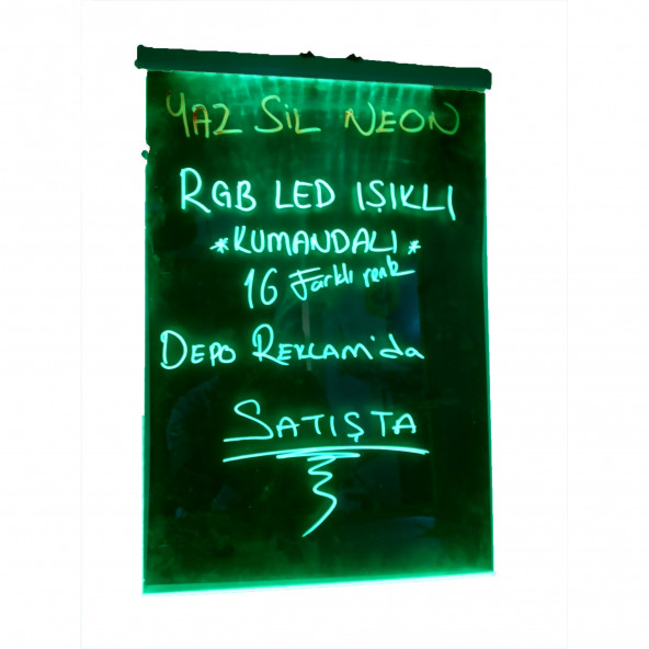 50x70 Cm RGB Yaz Sil LED Neon Tabela 3 Adet Kalemle Depo Tabela Reklam - Resim 4