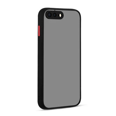 iPhone 8 Plus Kenarları Renkli Arkası Buğulu Şık Hux Silikon Kılıf Siyah