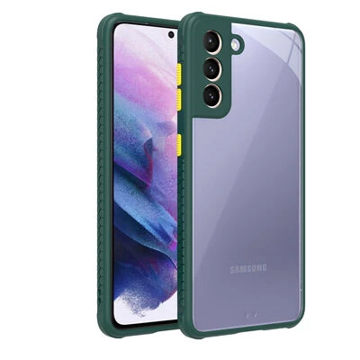 Samsung Galaxy S21 Kamera Korumalı ve Şık Tasarımlı Kaff Premium Sert Silikon Kılıf Koyu Yeşil