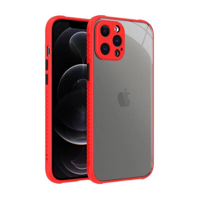 iPhone 12 Pro Max Kamera Korumalı ve Şık Tasarımlı Kaff Premium Sert Silikon Kılıf Kırmızı