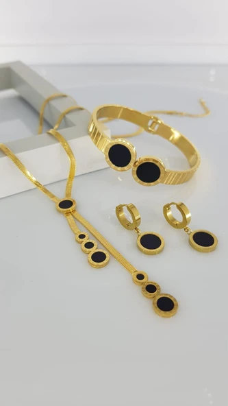 Gece Gold Çelik Takı Seti 332 ürün görseli
