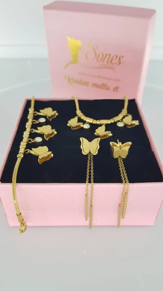 Kelebek Çelik Takı Seti 330 - Resim 2