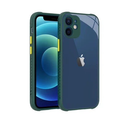 iPhone 12 Mini Kamera Korumalı ve Şık Tasarımlı Kaff Premium Sert Silikon Kılıf Koyu Yeşil