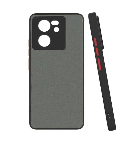 Xiaomi Mi 13T Kenarları Renkli Arkası Buğulu Şık Hux Silikon Kılıf Siyah