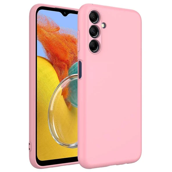 Samsung Galaxy M14 İçi Kadife Dolgulu Şık Candy Lansman Silikon Kılıf Pembe