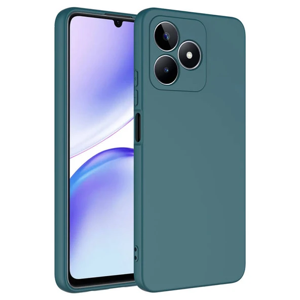 Realme C53 İçi Kadife Dolgulu Şık Candy Lansman Silikon Kılıf Koyu Yeşil