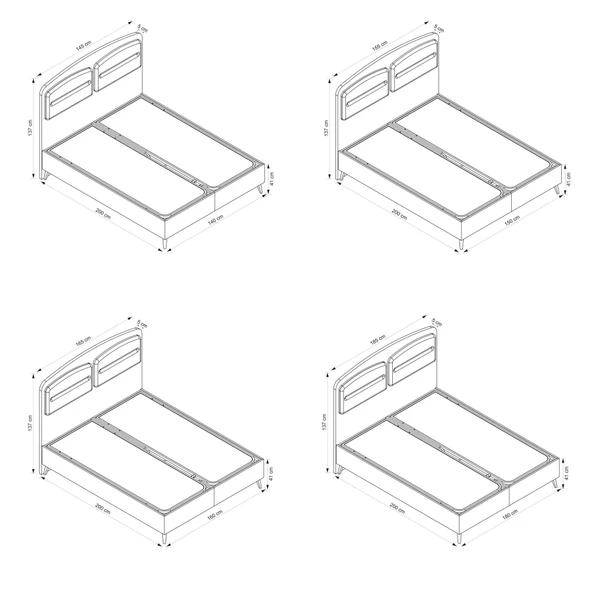 Minar Retro Baza Başlık - 180X200 Ceviz Ayak-Coco03 -Yastık Coco08 - Resim 5